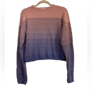 XIRENA / pink purple ombré gradient striped crop roll neck knit sweater small S